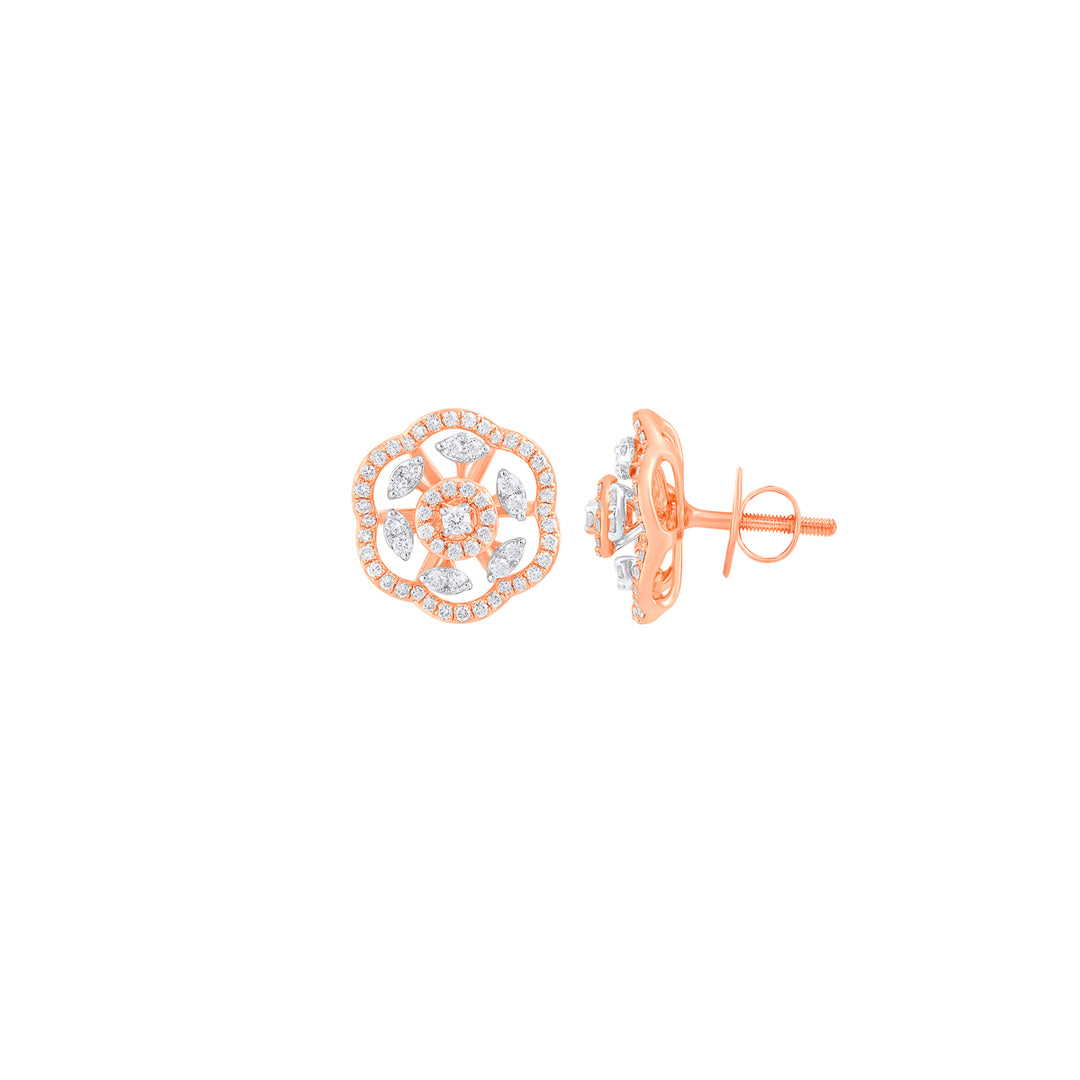 0.74Ct VVS/FG Diamond Earrings in 18K Rose Gold