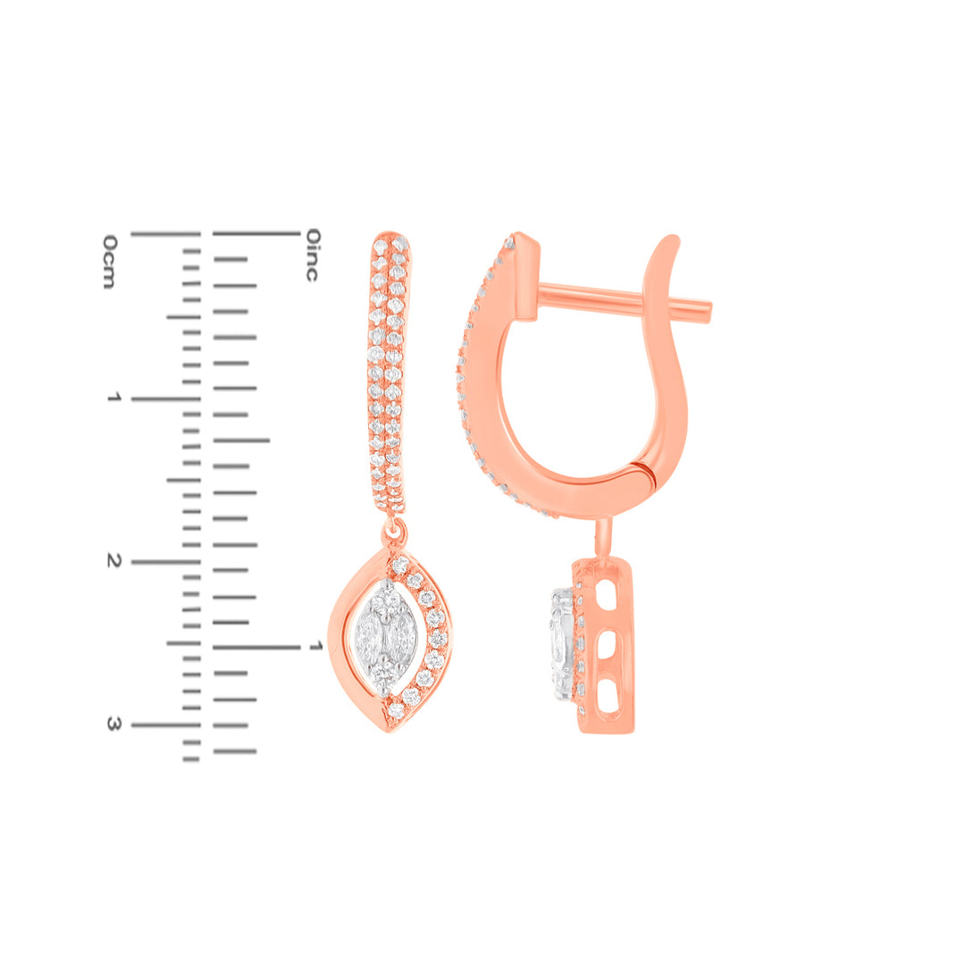 0.58Ct VVS/FG Diamond Clipon Earrings in 18K Rose Gold