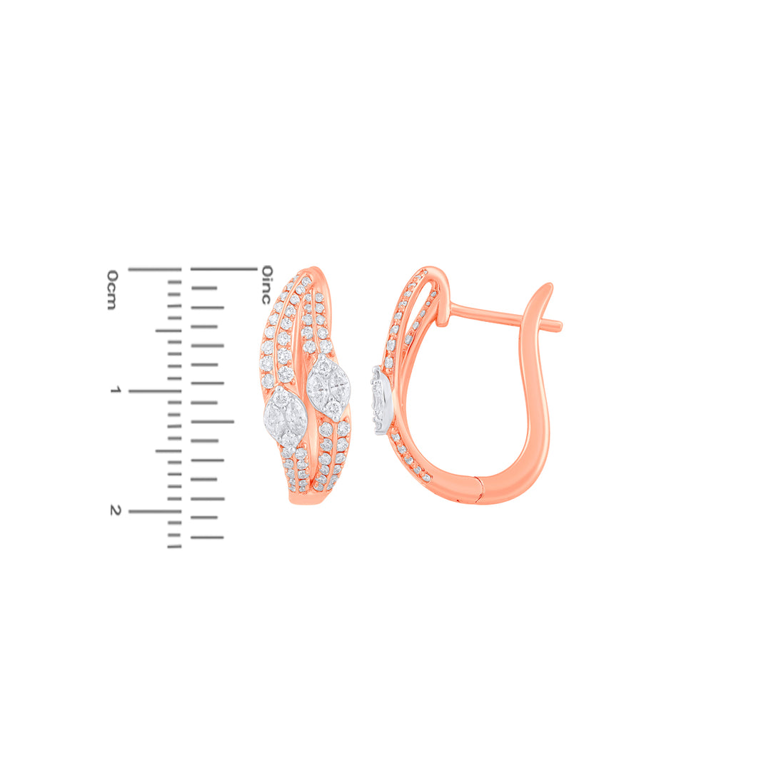 0.56Ct VVS/FG Diamond Clipon Earrings in 18K Rose Gold