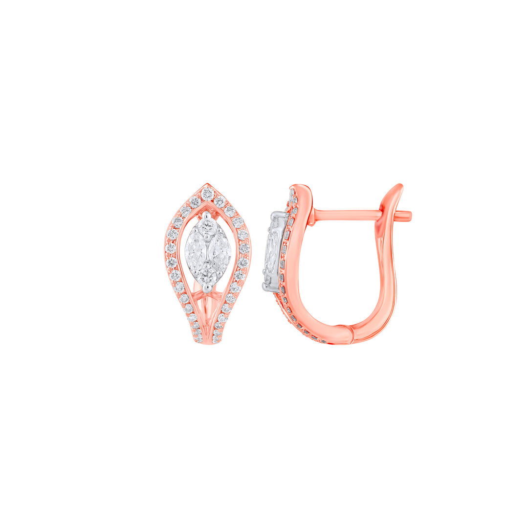 0.60Ct VVS/FG Diamond Clipon Earrings in 18K Rose Gold