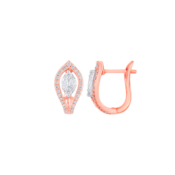 0.60Ct VVS/FG Diamond Clipon Earrings in 18K Rose Gold