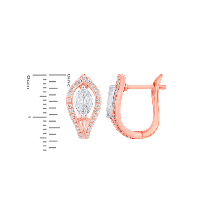 0.60Ct VVS/FG Diamond Clipon Earrings in 18K Rose Gold