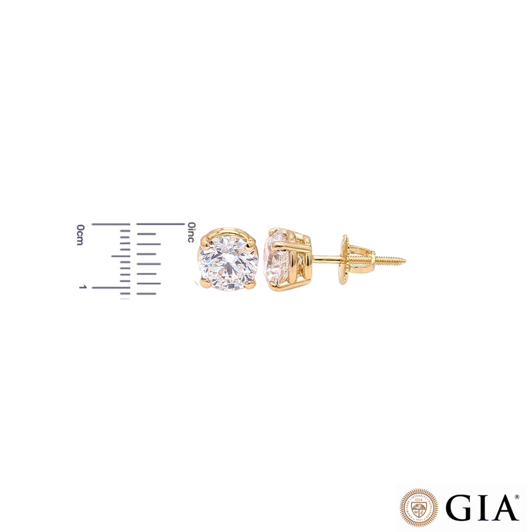0.80CTW VS2/F GIA Certified Diamond Solitaire Earrings in 18K Gold