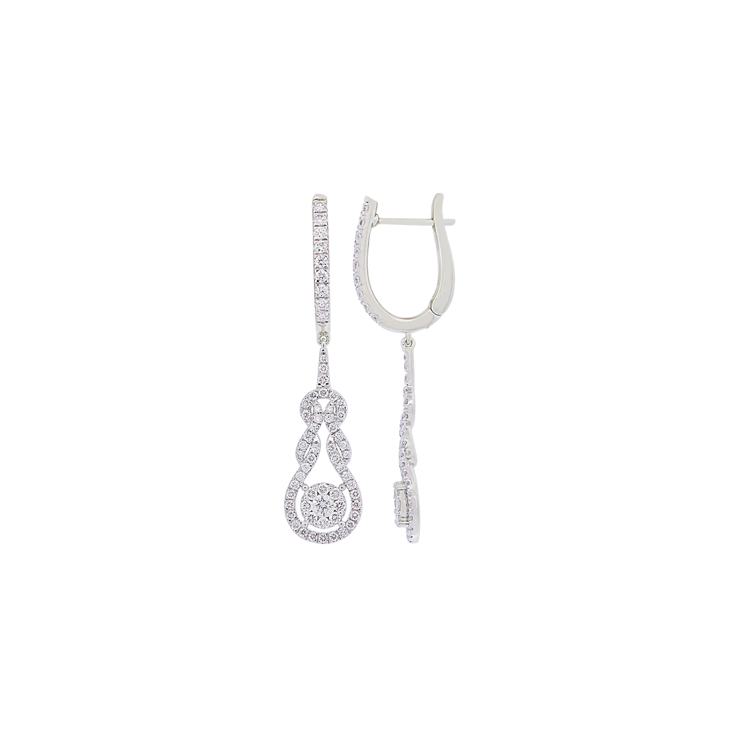 1.24Ct VVS/FG Diamond Clipon Earrings in 18K White Gold