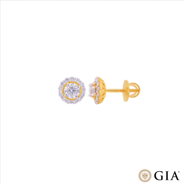 1.49CTW VS2/H GIA Certified Diamond Earrings  in 18K Gold
