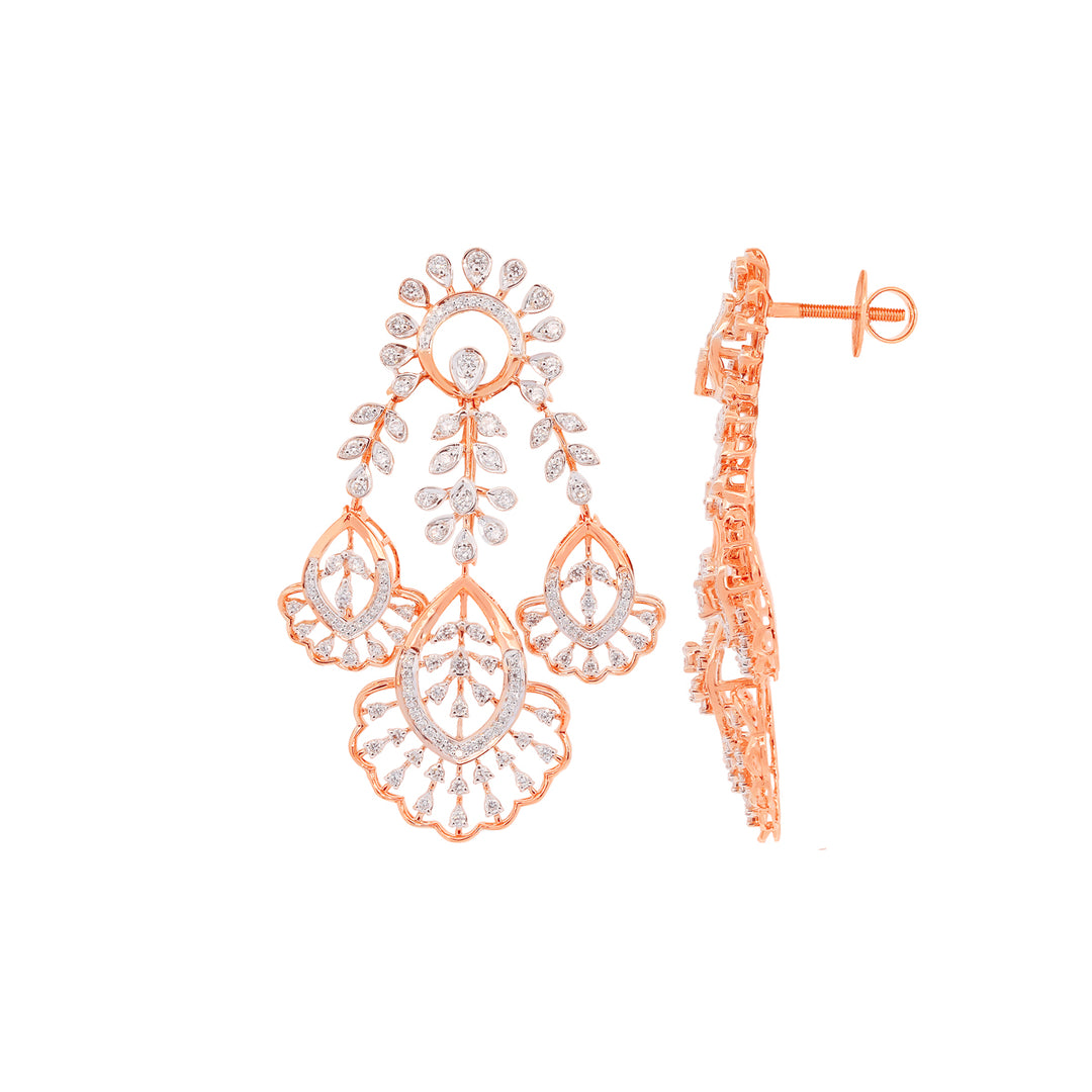1.39Ct VVS/FG Diamond Earrings in 18K Rose Gold