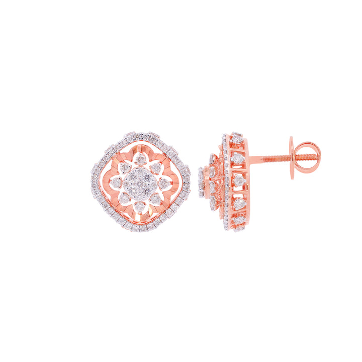 1.42Ct VS-SI/HI Diamond Earrings in 18K Rose Gold