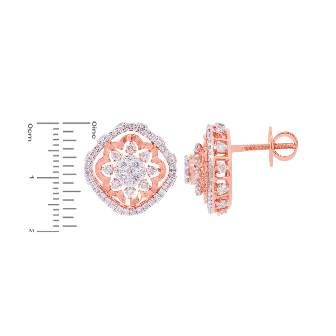 1.42Ct VS-SI/HI Diamond Earrings in 18K Rose Gold