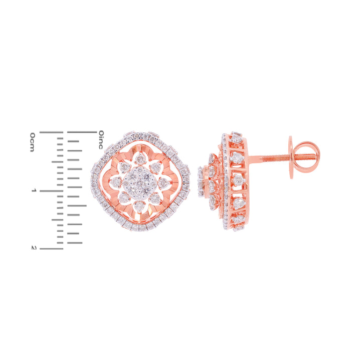 1.42Ct VS-SI/HI Diamond Earrings in 18K Rose Gold