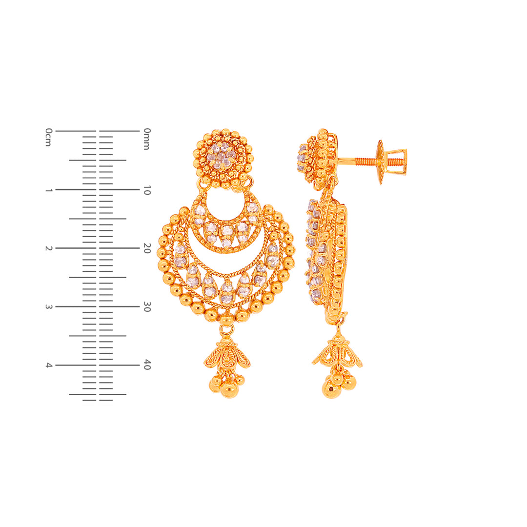 1.43CTW Rose Cut Diamond Antique Chandbali in 22K Gold