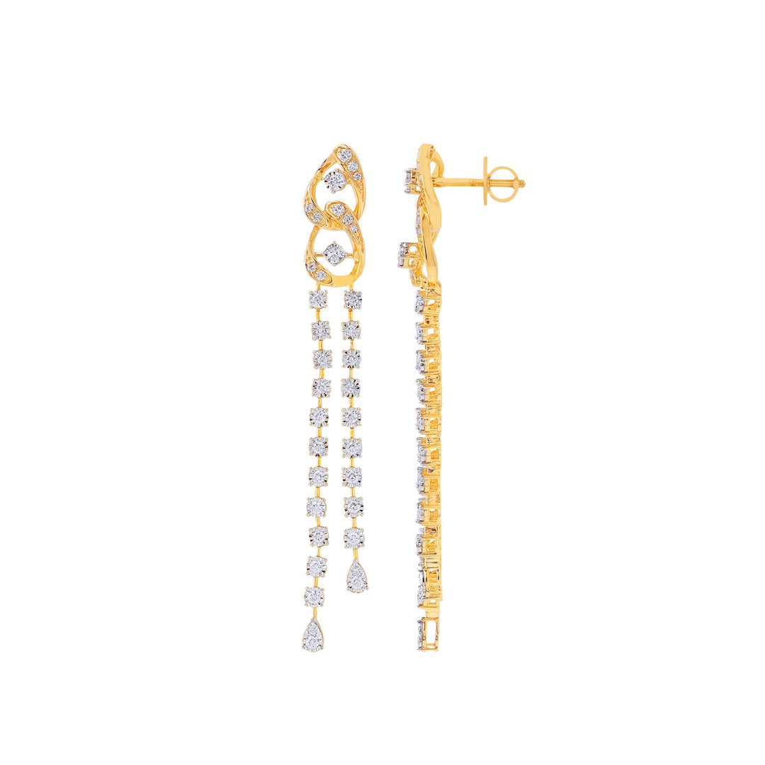 1.24Ct VVS/FG Diamond Long Earrings in 18K Gold