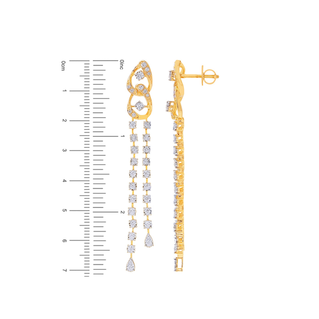 1.24Ct VVS/FG Diamond Long Earrings in 18K Gold