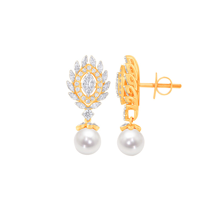 1.25Ct VVS/FG Diamond Earrings With Pearl in 18K Gold