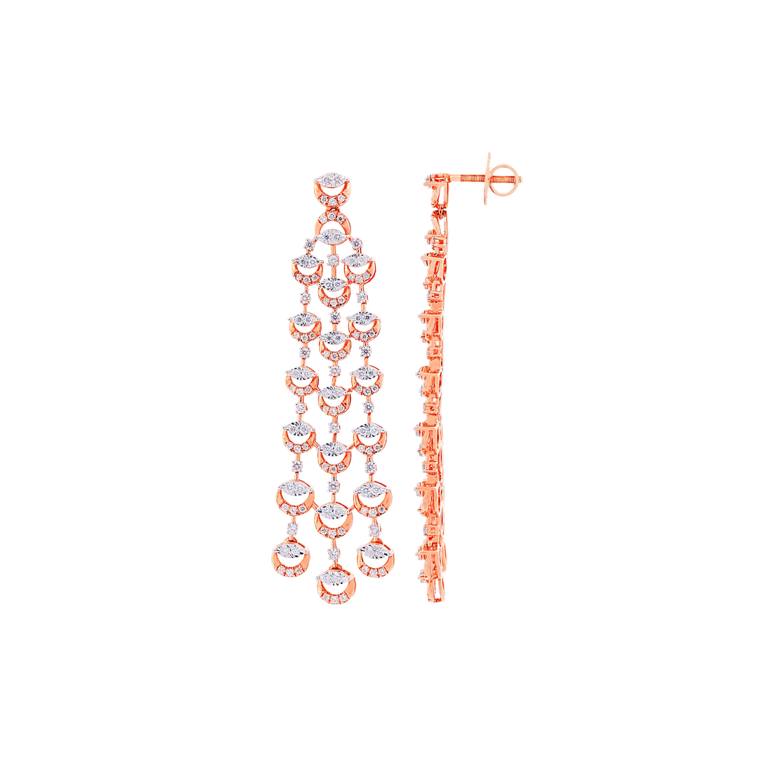 1.76Ct VVS/FG Diamond Long Earrings in 18K Gold