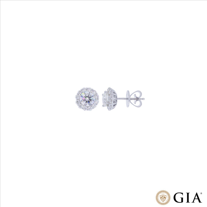 2.01CTW VVS2F GIA Certified Diamond Earrings in 18K White Gold
