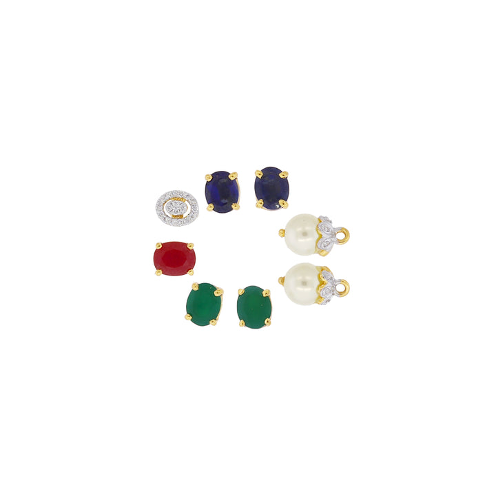 2.89Ct VVS/EF Diamond Jhumkha with Changeable Gemstone in 18K Gold