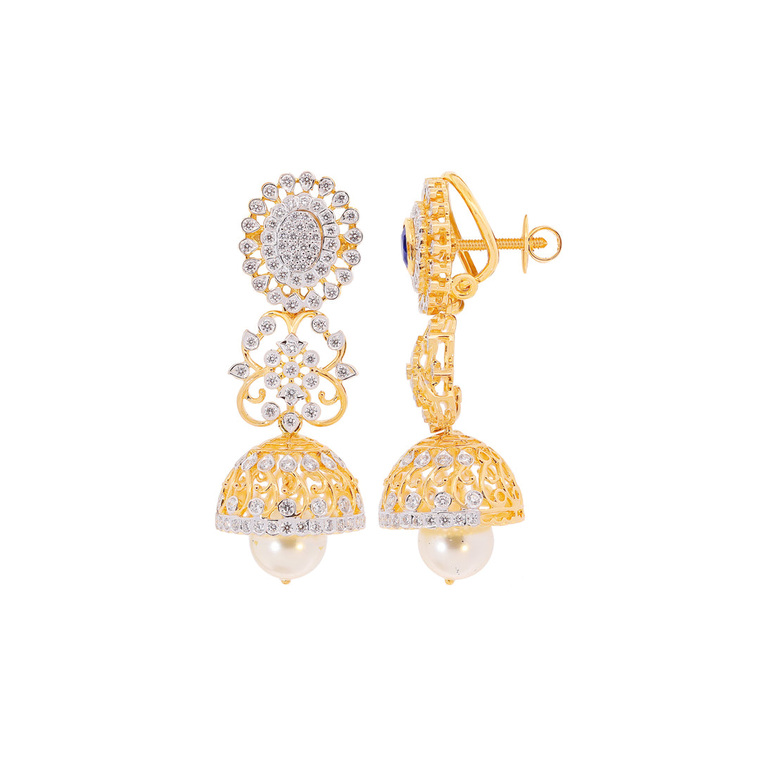 2.27Ct VVS/EF Diamond Jumkha with Changeable Gemstones in 18K Gold