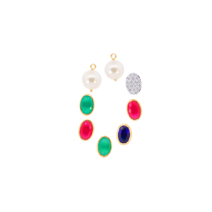 2.27Ct VVS/EF Diamond Jumkha with Changeable Gemstones in 18K Gold