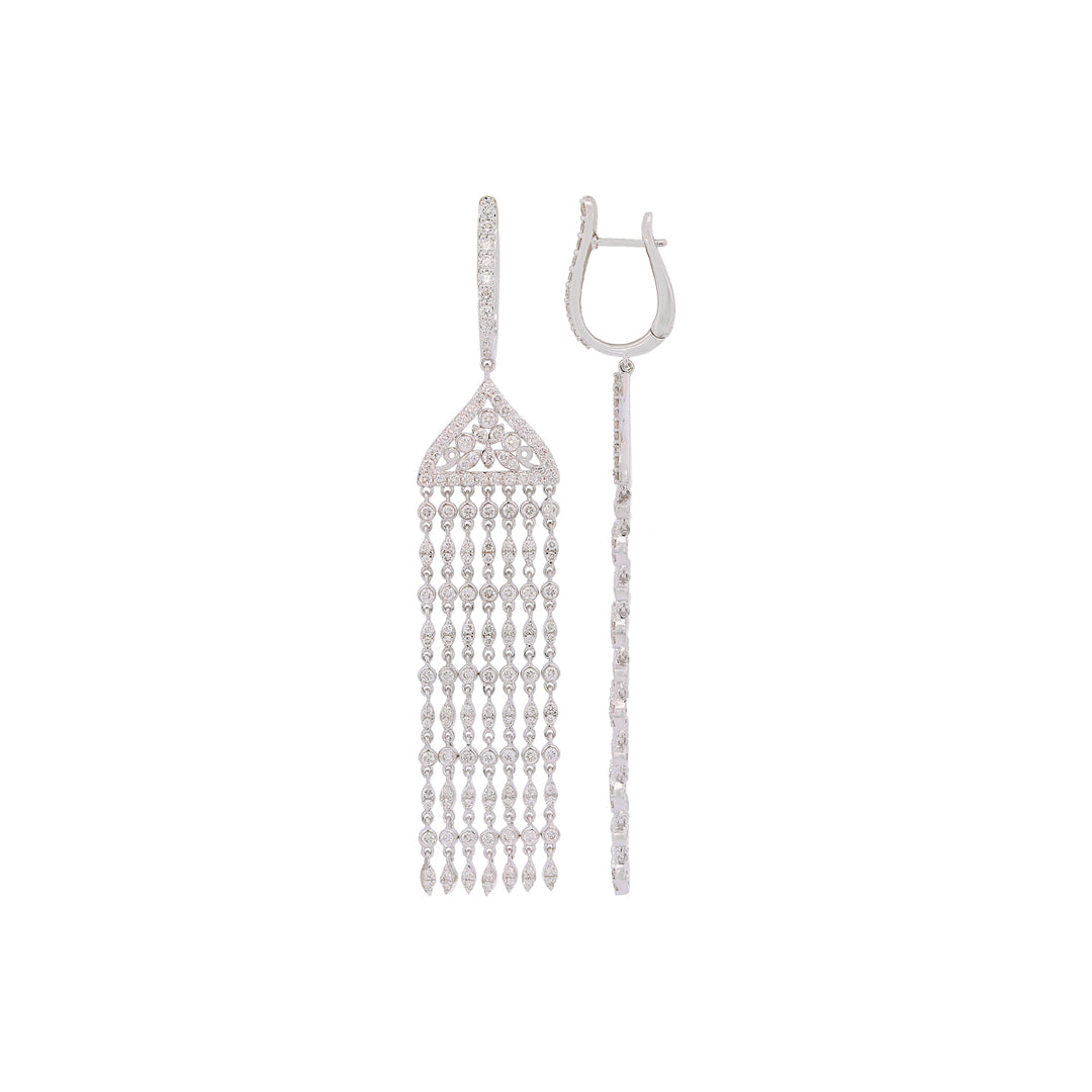 3.40Ct VVS/FG Diamond Long Earrings in 18K White Gold