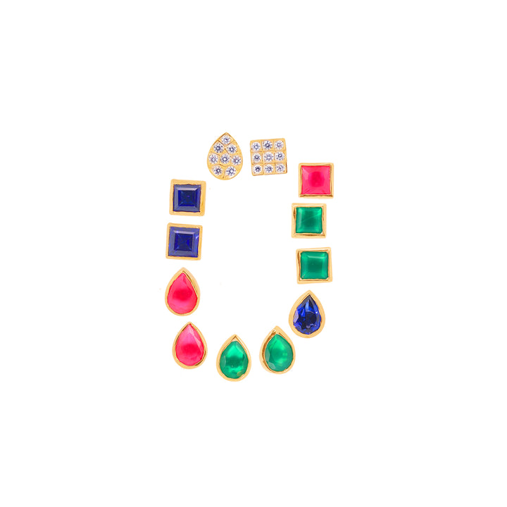 4.43Ct VVS/EF Diamond Jumkha with Changeable Gemstones in 18K Gold