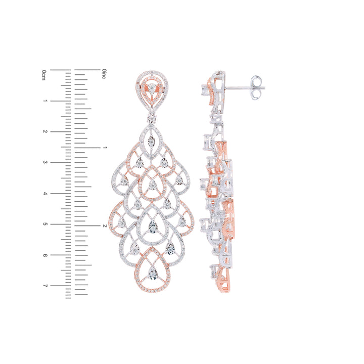 3.41Ct VVS/FG Diamond Long Earrings in 18K White Gold