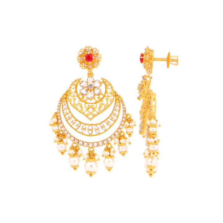 3.91CTW Rose Cut Diamond Antique Chandbali With Gemstones in 18K Gold