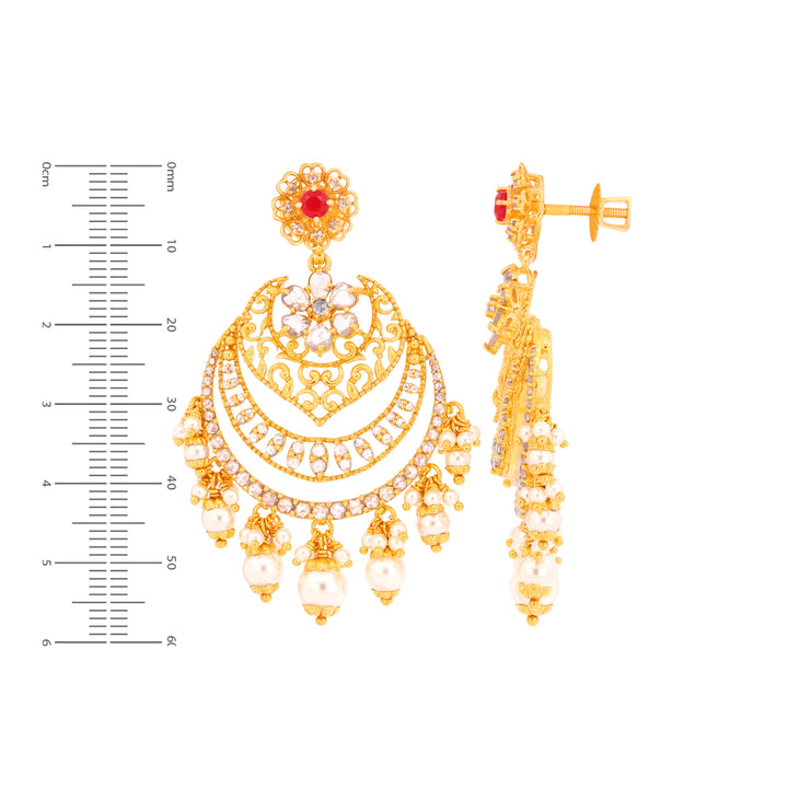 3.91CTW Rose Cut Diamond Antique Chandbali With Gemstones in 18K Gold