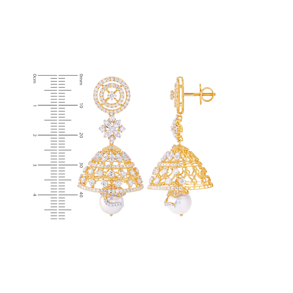 3.42Ct VVS/FG Diamond Jumkha With Gemstones in 18K Gold