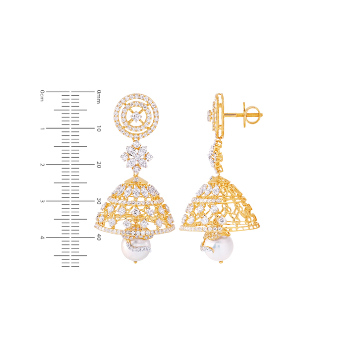 3.42Ct VVS/FG Diamond Jumkha With Gemstones in 18K Gold