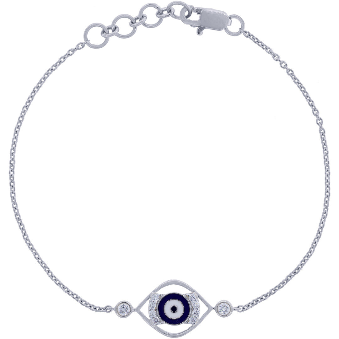 0.16Ct VVS/FG Diamond Evil's Eye Bracelet  in 18K White Gold