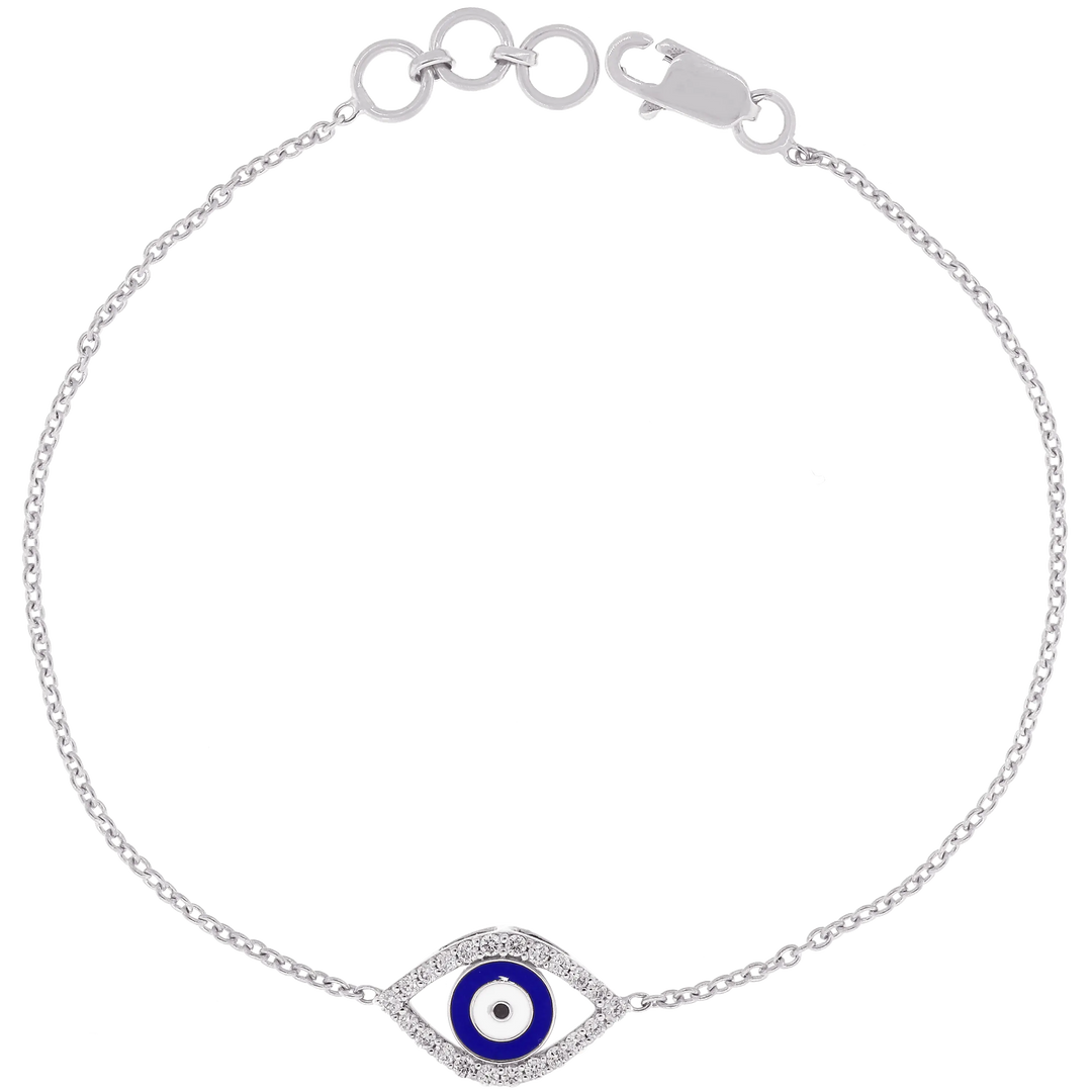 0.18Ct VVS/FG Diamond Evil Eye Bracelet in 18K White Gold