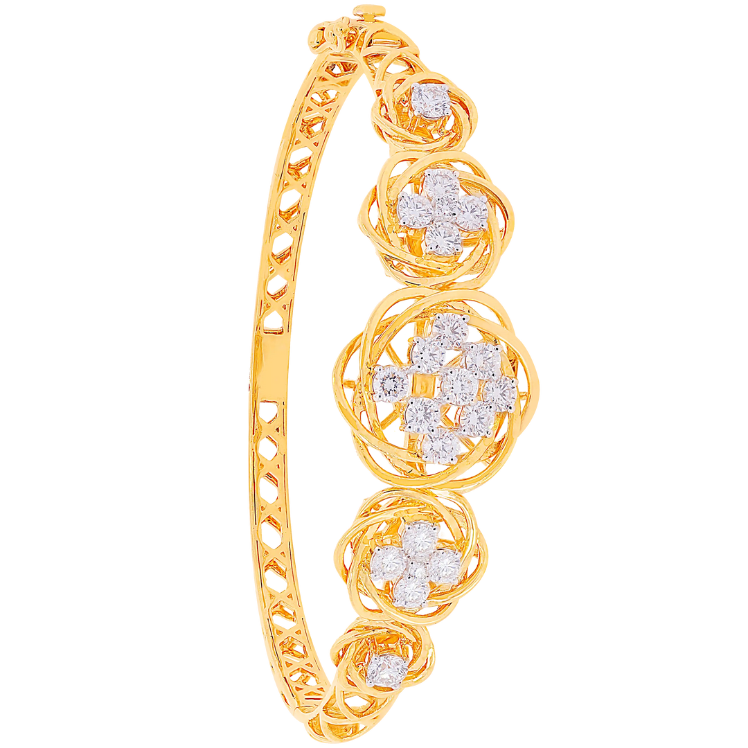1.94Ct VVS/FG Diamond Bangle Bracelet in 18K Gold