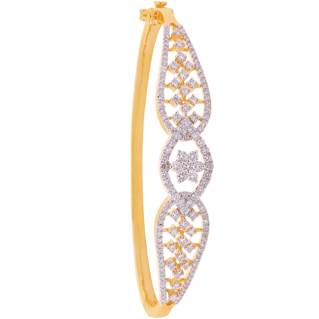 1.33Ct VVS/FG Diamond Bangle Bracelet in 18K Gold
