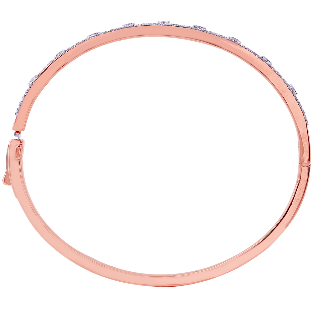 1.09Ct VVS/FG Diamond Bangle Bracelet in 18K Rose Gold