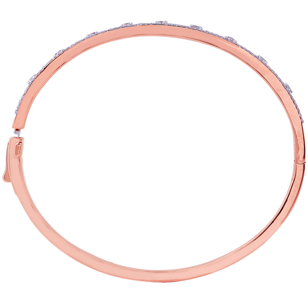 1.09Ct VVS/FG Diamond Bangle Bracelet in 18K Rose Gold