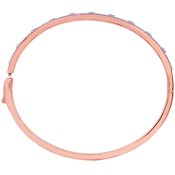 1.09Ct VVS/FG Diamond Bangle Bracelet in 18K Rose Gold