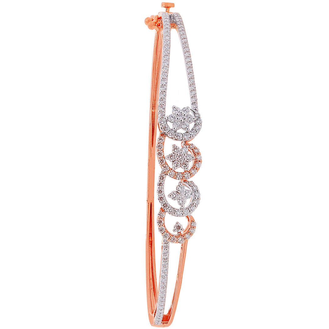 1.03Ct VVS/FG Diamond Bangle Bracelet in 18K Rose Gold