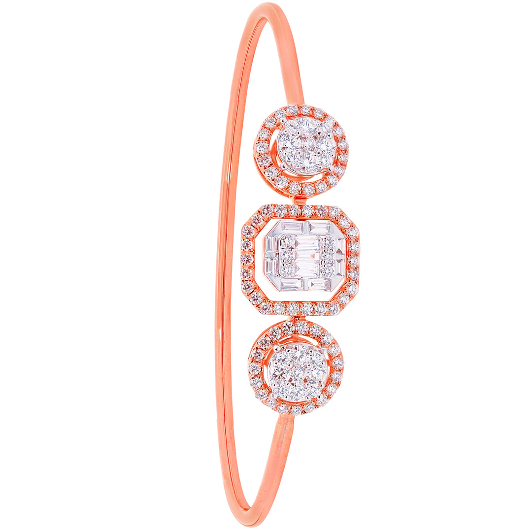 1.46Ct VVS/FG Diamond Bangle Bracelet in 18K Rose Gold