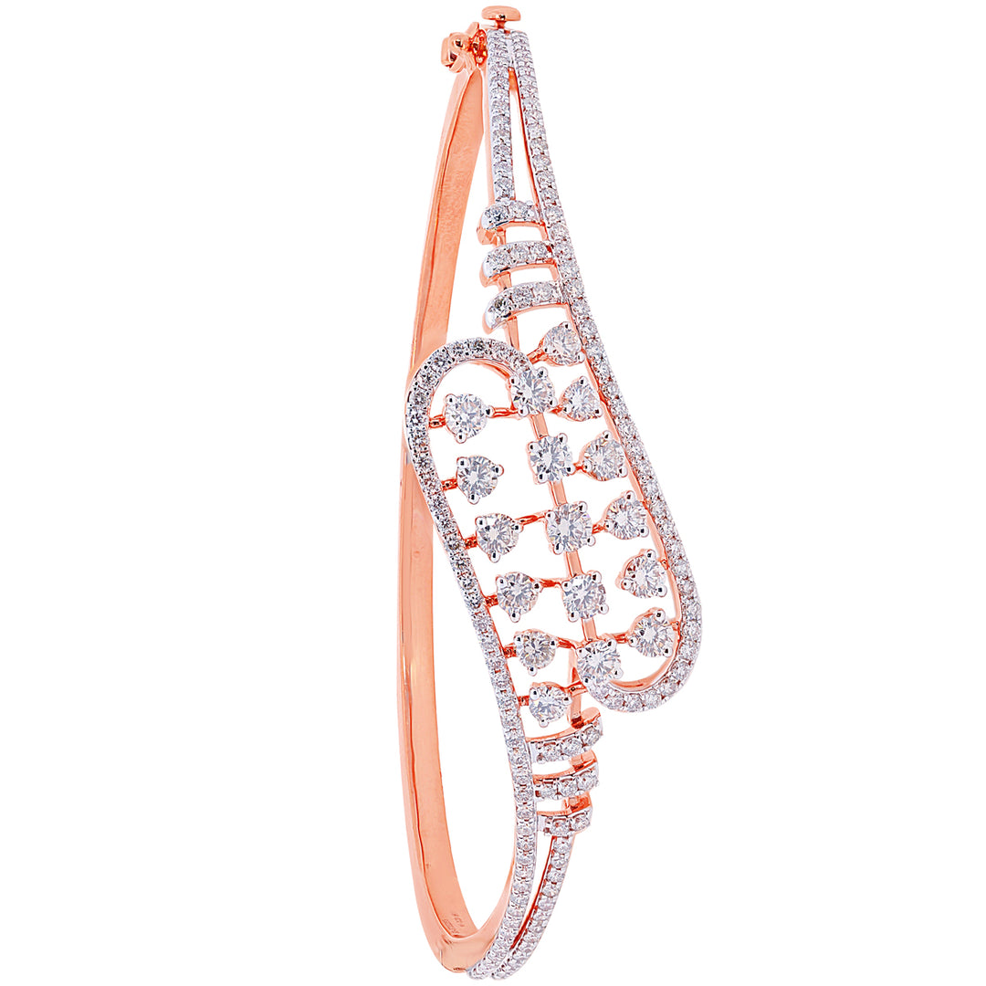 2.23Ct VS-SI/HI Diamond Bangle Bracelet in 18K Rose Gold