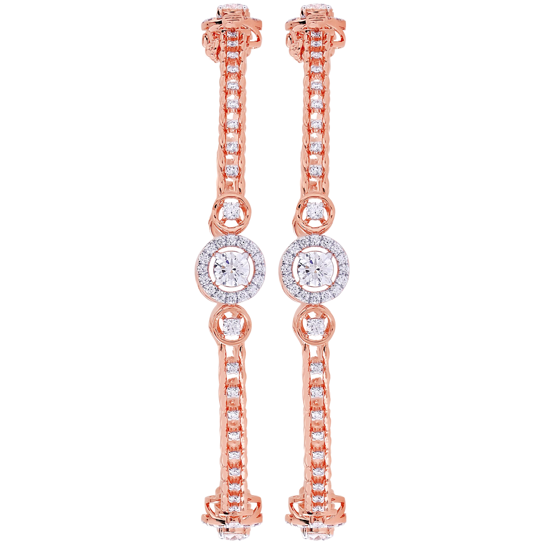 4.21Ct VVS/FG Diamond 2pcs Bangle in 18K Rose Gold