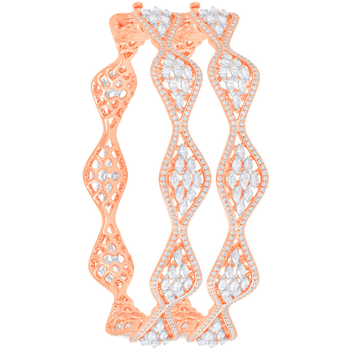 6.71Ct VVS/FG Diamond 2pcs Bangle in 18K Rose Gold