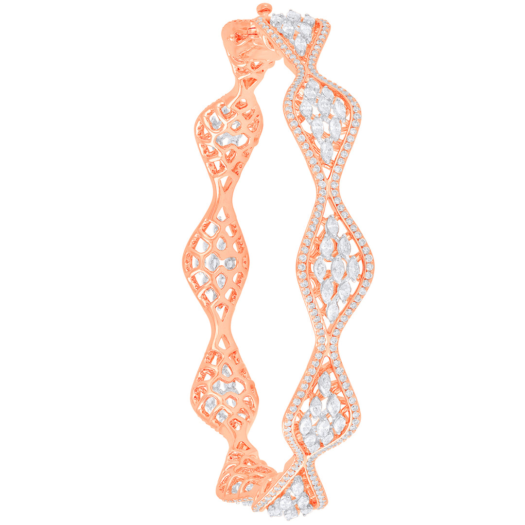 6.71Ct VVS/FG Diamond 2pcs Bangle in 18K Rose Gold