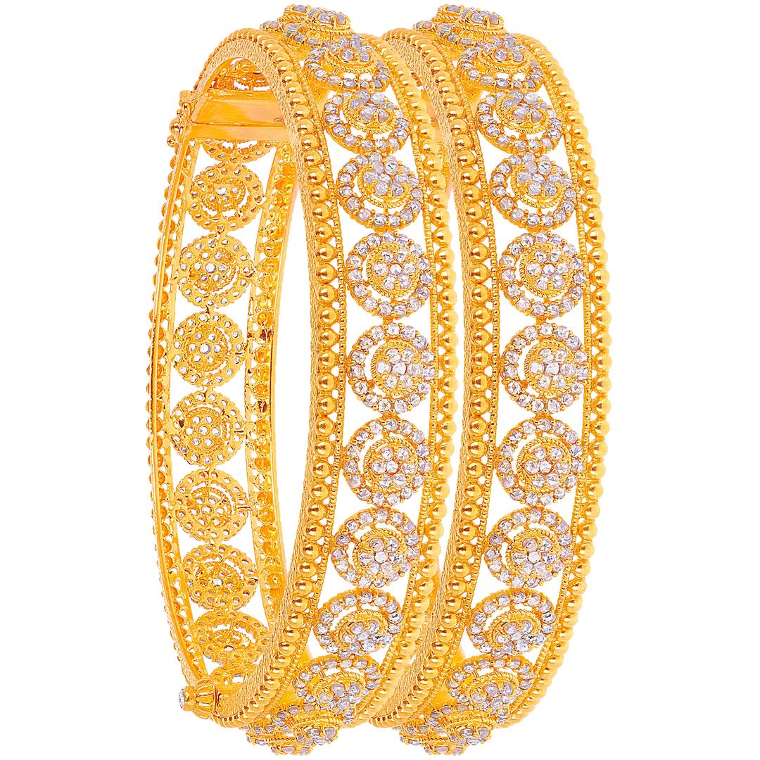 14.61CTW Rose Cut Diamond Openable 2pcs Bangle in 18K Gold