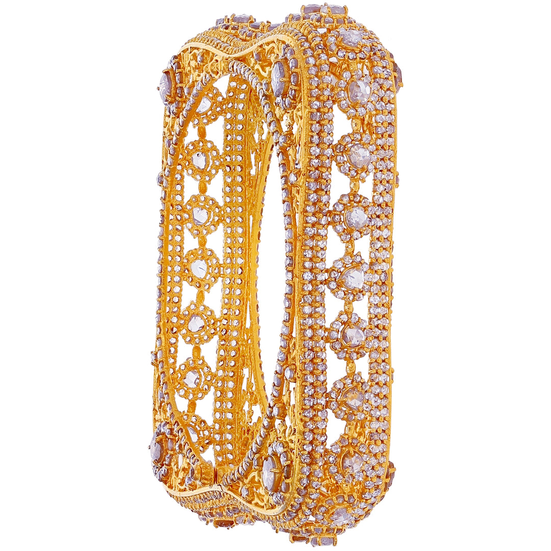 28.05Ct Rose Cut Diamond Bangle in 22K Gold