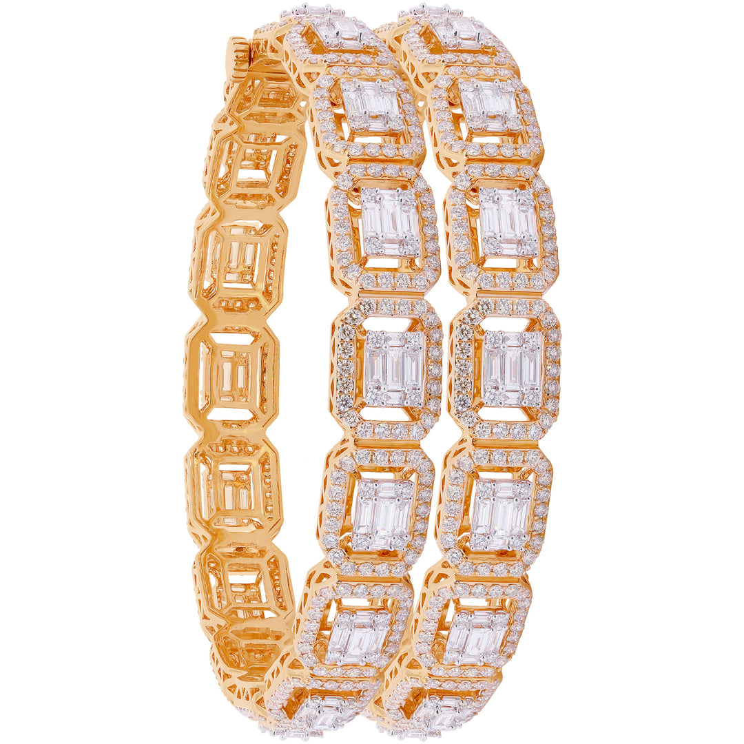 15.86Ct VVS/FG Diamond Set of 2pcs Bangle in 18K Rose Gold