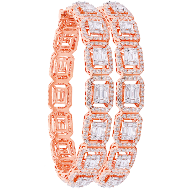 15.86Ct VVS/FG Diamond Set of 2pcs Bangle in 18K Rose Gold