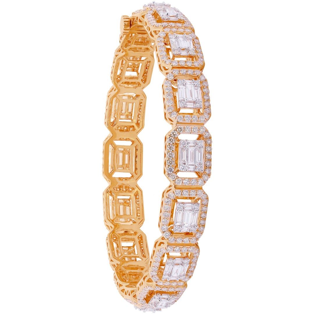 15.86Ct VVS/FG Diamond Set of 2pcs Bangle in 18K Rose Gold