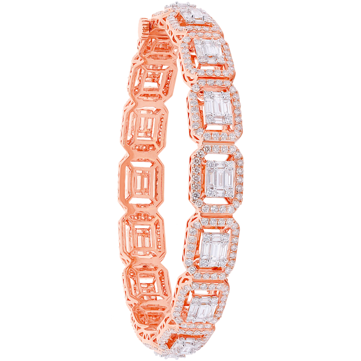 15.86Ct VVS/FG Diamond Set of 2pcs Bangle in 18K Rose Gold