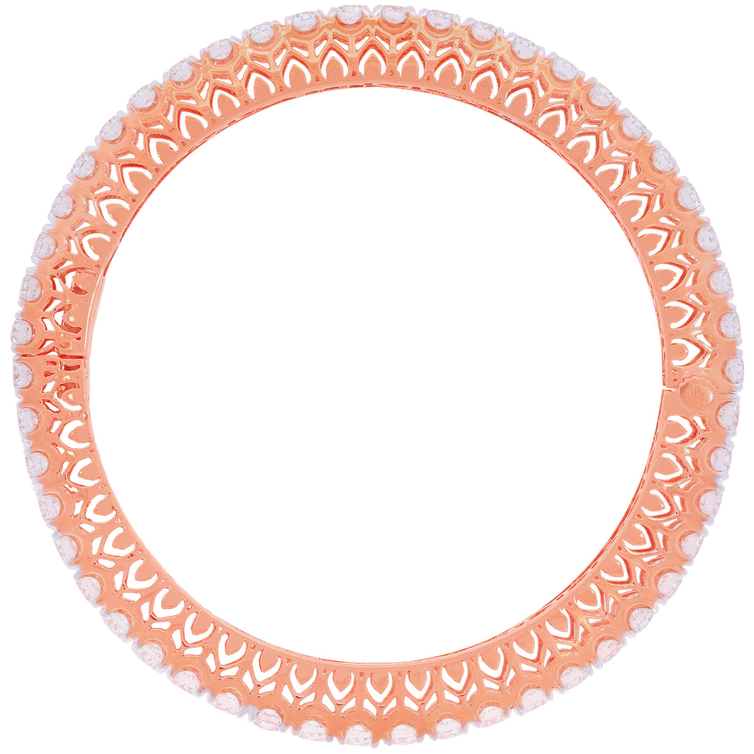 31.05Ct VVS/VS-HI Diamond Set Of 2Pcs Bangles in 18K Rose Gold