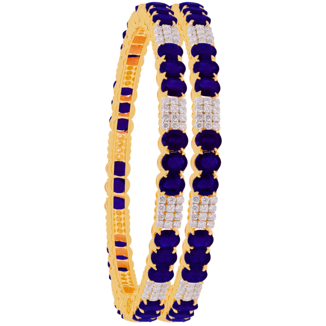 4.57Ct VS/GH Diamond 2pcs Bangle With Sapphire in 18K Gold